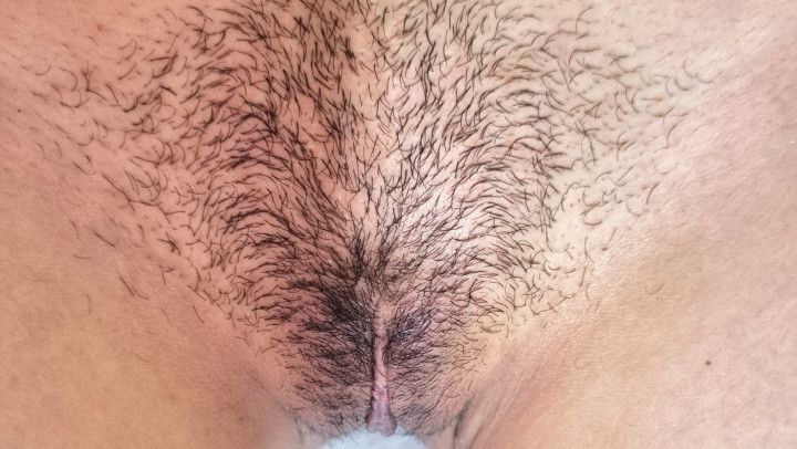 admiring and spreading hairy pussy