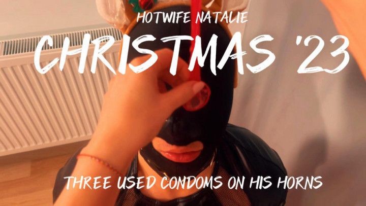 CHRISTMAS '23: THREE USED CONDOMS ON HIS HORNS