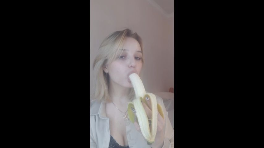 Yummy banana eating