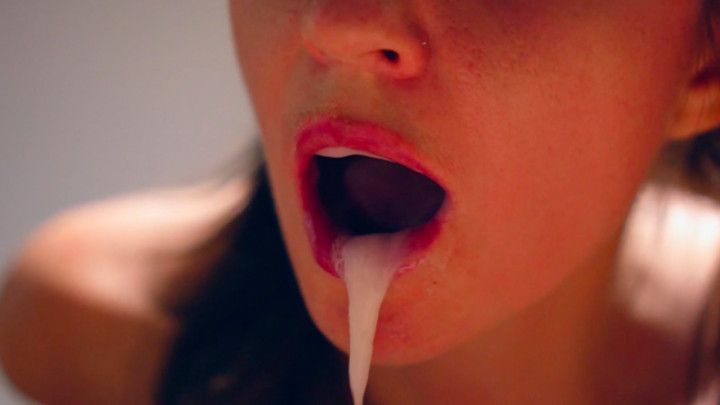 Drooling bondage blowjob with cum in mouth and face | POV