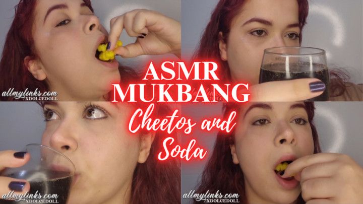 ASMR mukbang eating cheetos and drinking soda