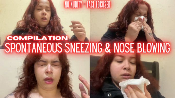 compilation | spontaneous allergy sneezes and nose blowing