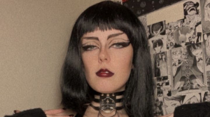 Goth babe strip teases