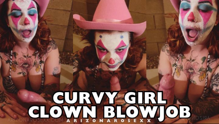 Curvy Clown Girl Blowjob with Messy Makeup