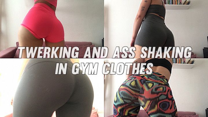 Twerking and ass shaking in gym clothes