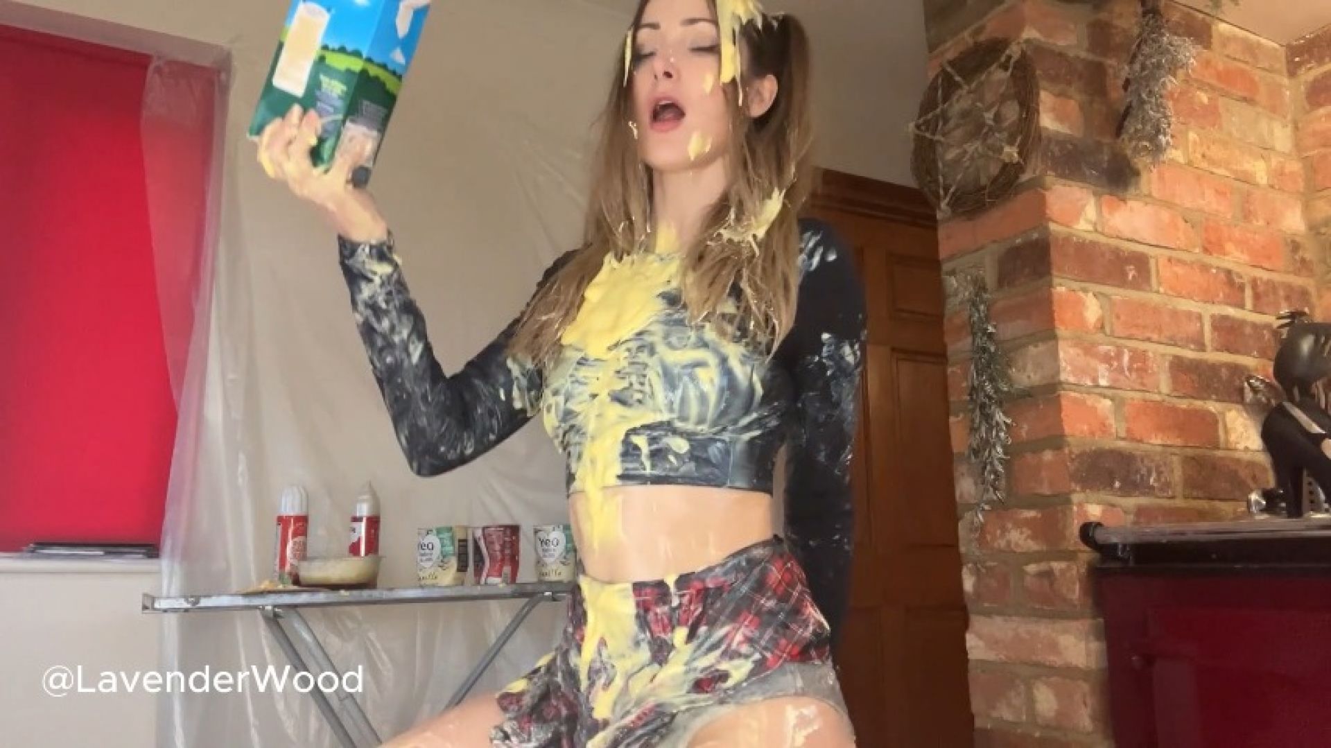 Slutty School Girl Gets Wet and Messy with Desserts