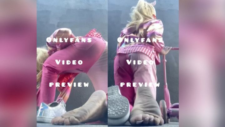 Dirty Femboy Feet Riding Pink Tricycle