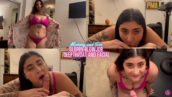 Mommy and Son - Sloppy Blowjob, Deepthroat and Facial