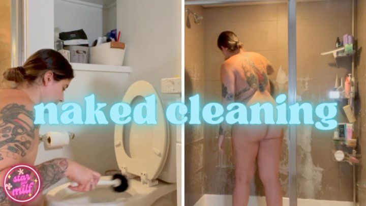 Naked Bathroom Clean with Mommy