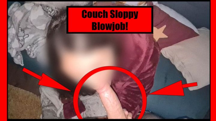 Hot late-night blowjob on the couch