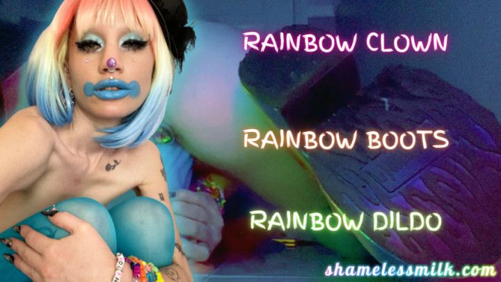 RAINBOW CLOWN RAINBOW BOOTS RAINBOW DILDO RIDE