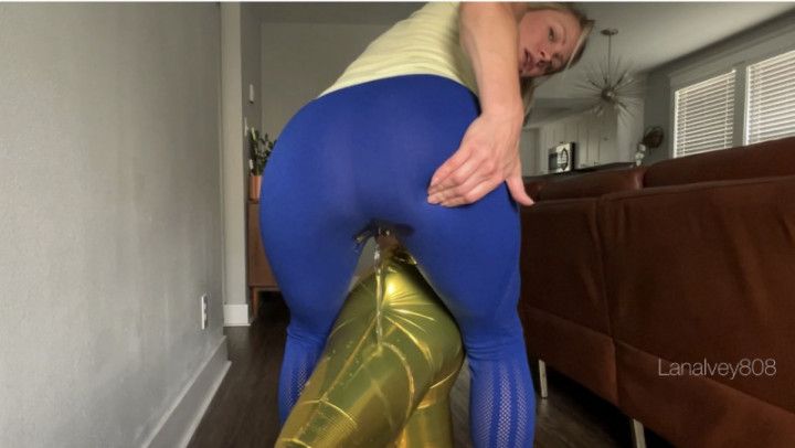 Piss on Mylar Balloon in Yoga Pants