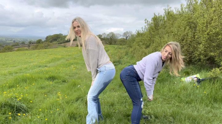 Sarah and Rozie Wet Jeans Picnic