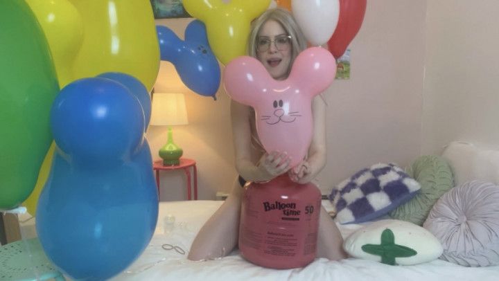 Inflating Mouse Head Balloons with Helium B2P, Hug Pop