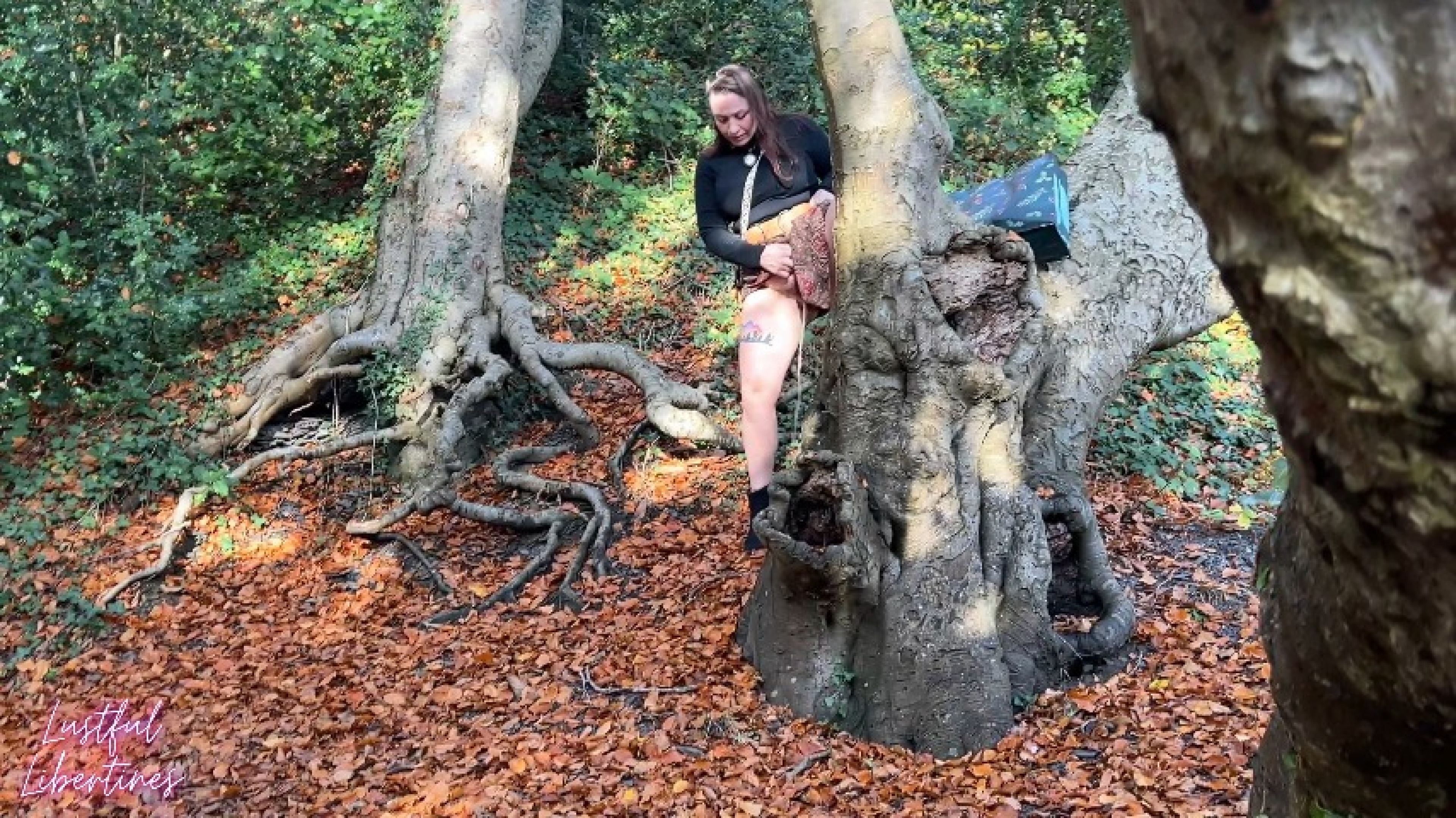 Spying on teacher taking a pee in the woods