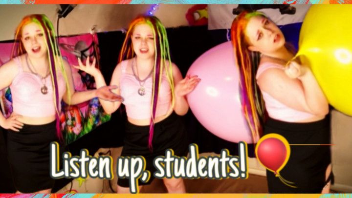 Listen Up, Students!  Frustrated Teacher Pops Balloons