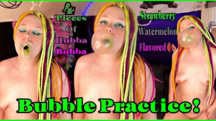 Bubble Practice! Blowing 4 Pieces Of HubbaBubba Gum