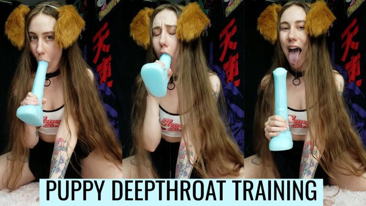 Puppy girl deepthroats horse cock