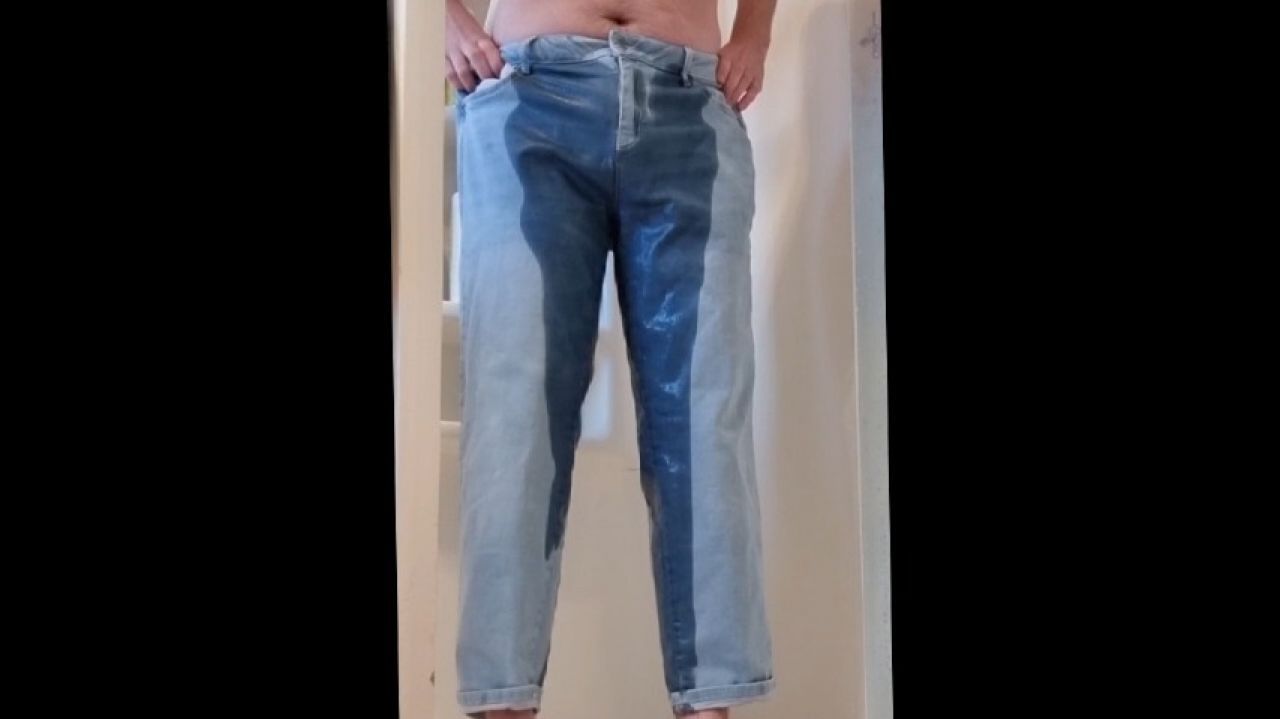 TRIPLE JEANS WETTING! - 3 Jeans pissed in 1 hot video