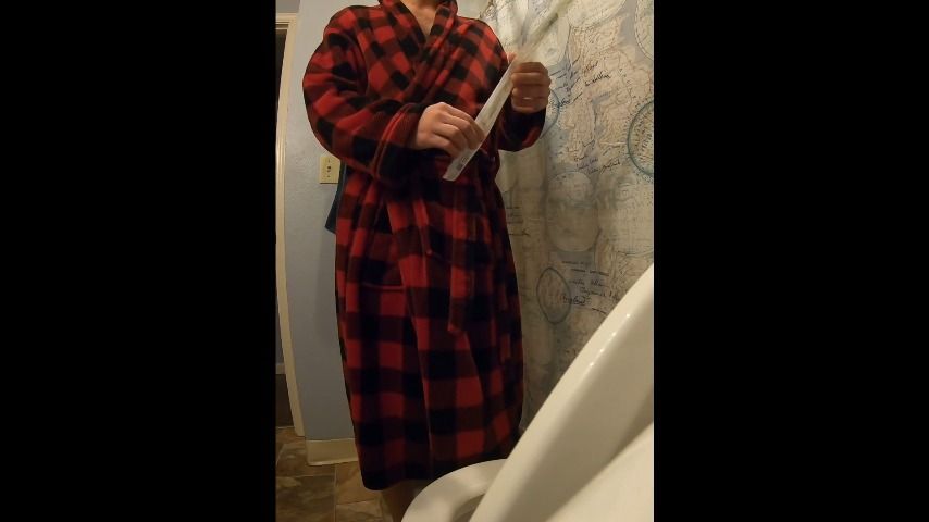 Red Bathrobe Catheter Pee