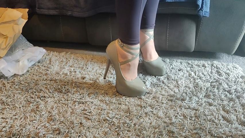 A wonderful fan bought me these grey strappy platform heels