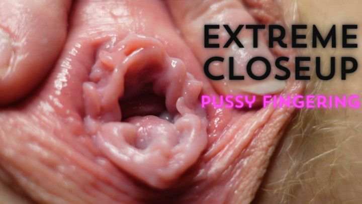 Extreme closeup pussy fingering