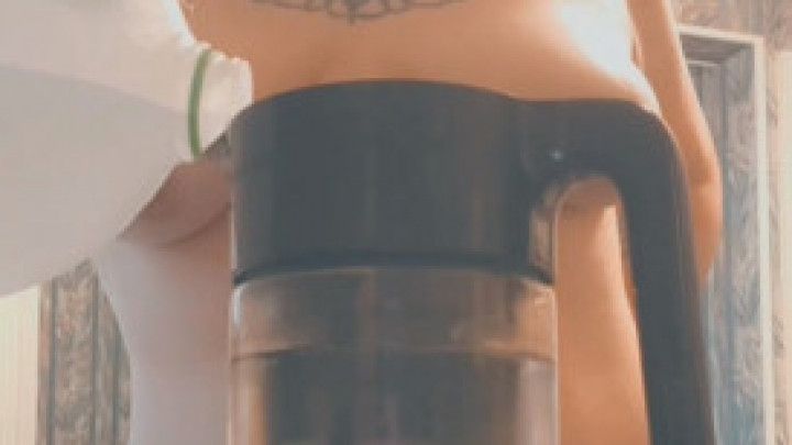 Alternative slut gives topless cold brew tutorial