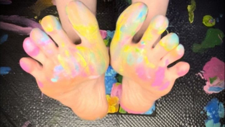 Painting an abstract floral with my toes