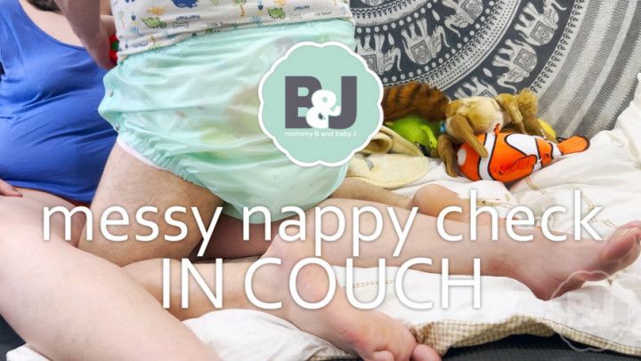 Messy nappy check in couch