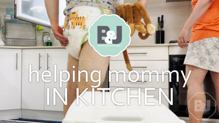 Helping mommy in kitchen