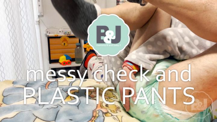 Messy check and plastic pants