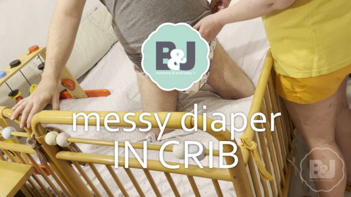 Messy diaper in crib