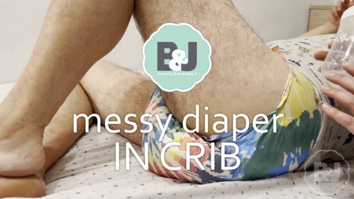 Messy diaper in crib