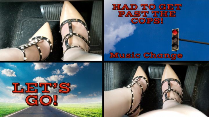 Real Pedal Pumping on the Highway in Spiked Heels w Mistress