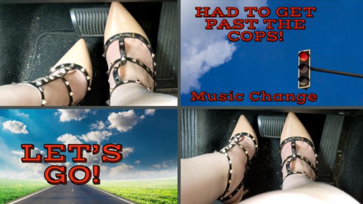 Real Pedal Pumping on the Highway in Spiked Heels Trailer