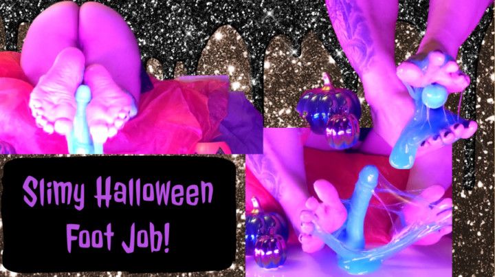 Multi- technique Foot-job with SLIME Halloween Theme