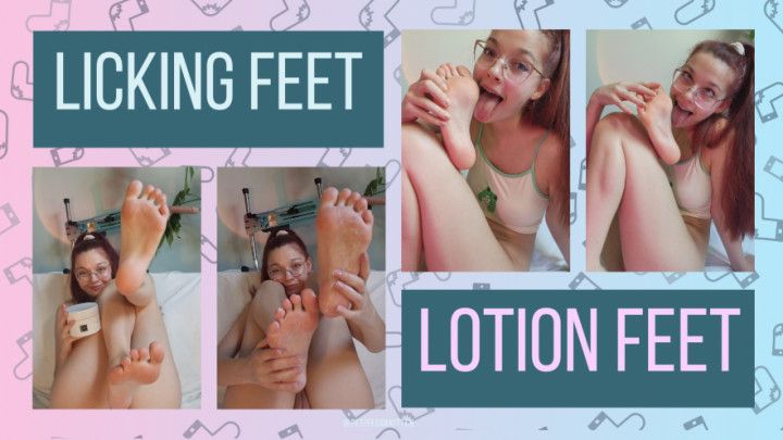 Lotion and licking my feet