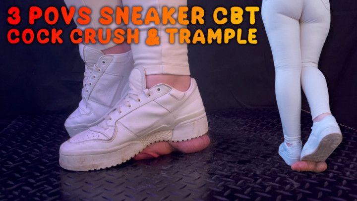 White Sneakers Cock Crush Trample Shoejob