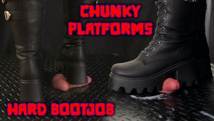 A Hard Bootjob in Chunky Platform Black Boots