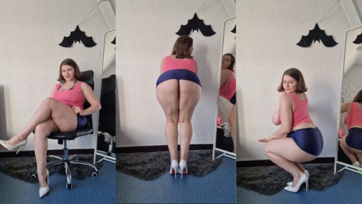 Bend over, underskirt tease and cross legs with/without