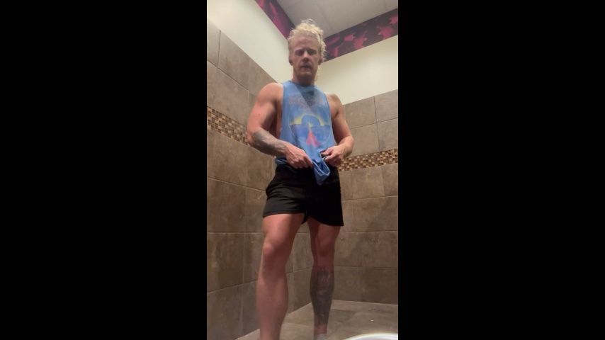 Gym Locker Room Flexing, Striptease &amp; Jerkoff Vertical