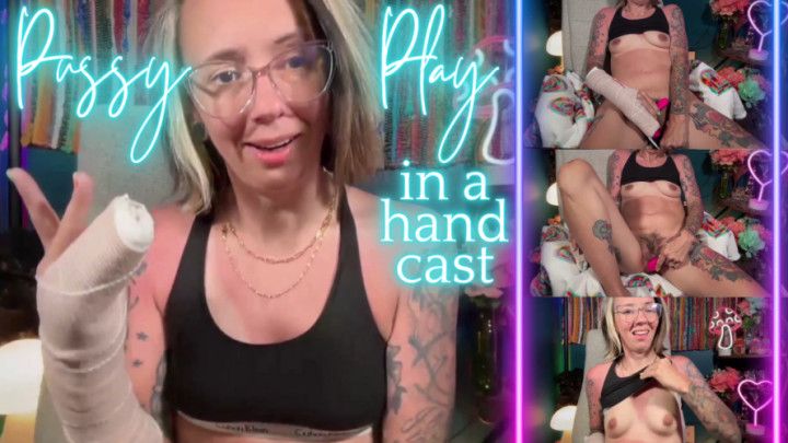 petite tattooed milf masturbates in a hand cast