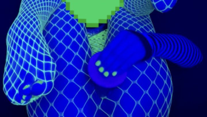 FTM Femboy Rides Big Toy In Glow In The Dark Fishnets