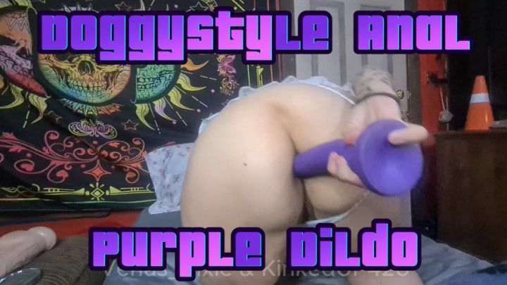 Purple Dildo In Her Asshole Doggystyle