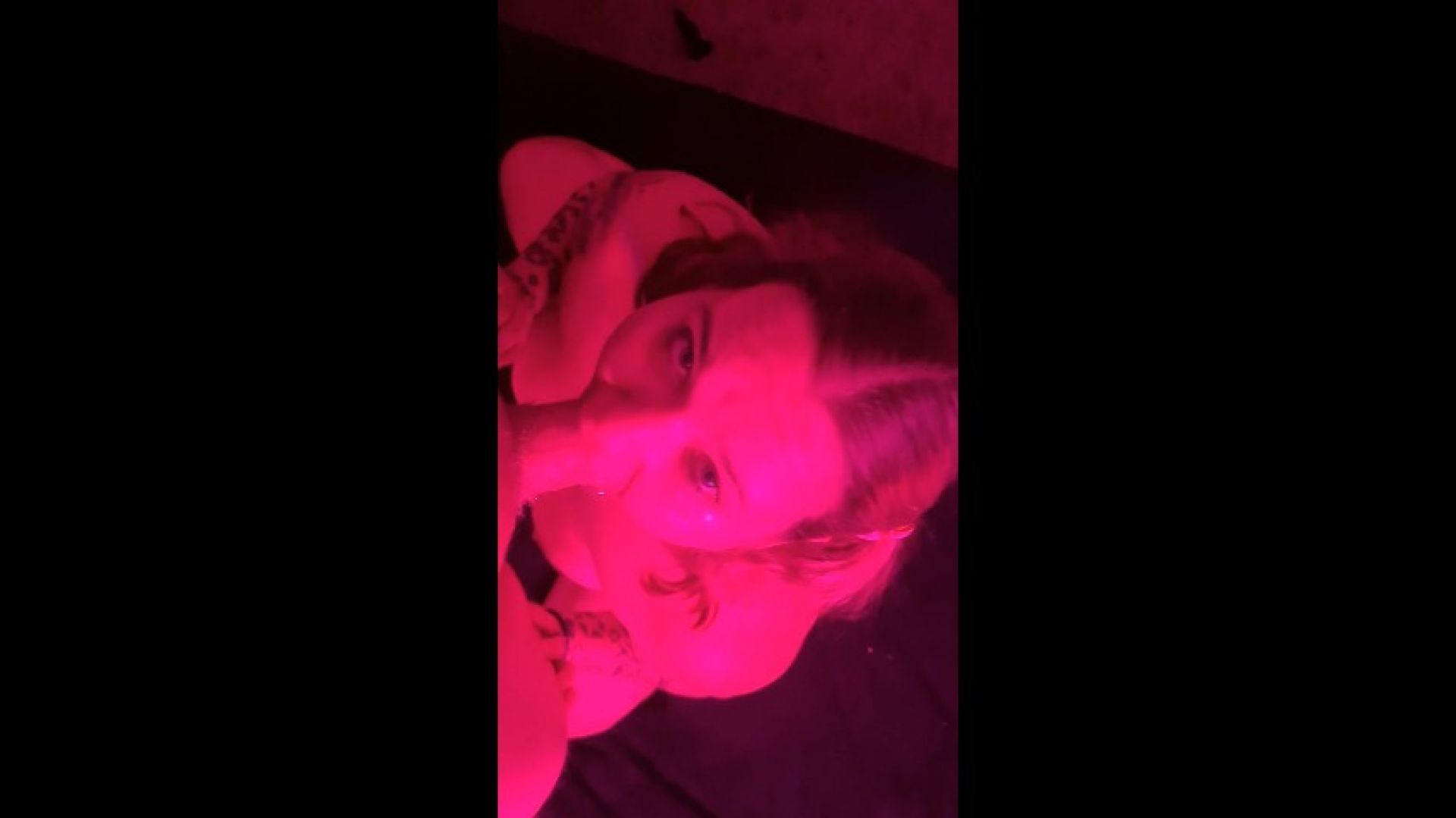 Blowjob with neon light in the background, DeepThroat