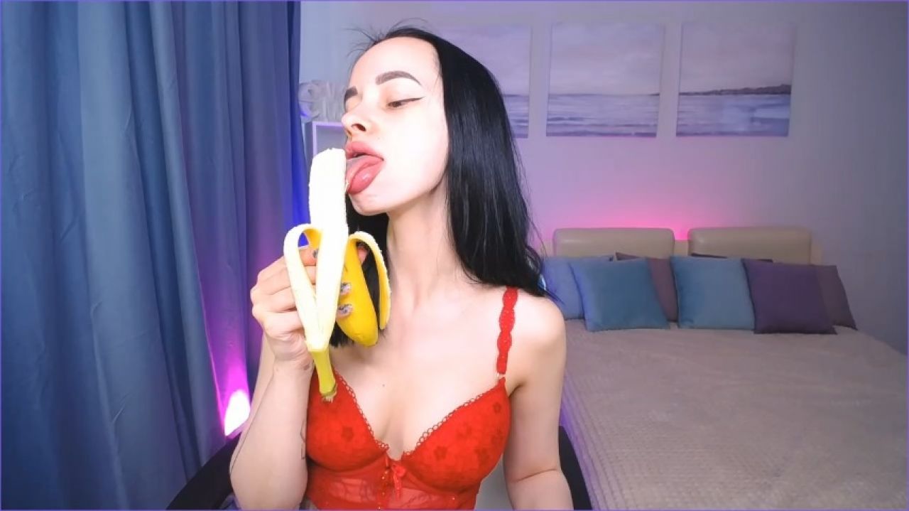 Helen eating banana