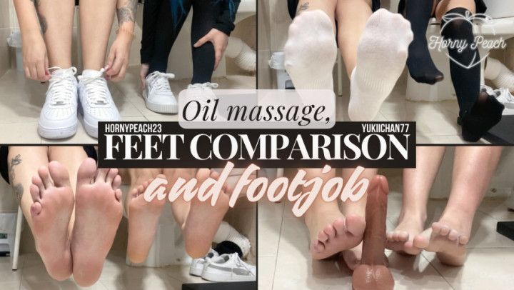 Oil massage, feet comparison and footjob with @Yukiichan77