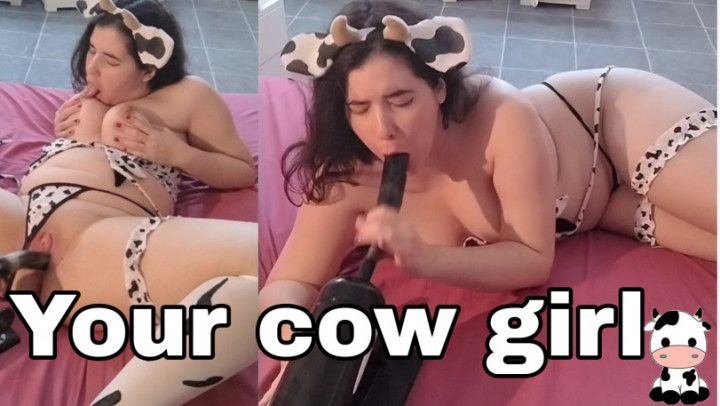 The sex machine fucks this sexy little cow