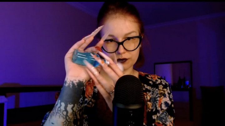 Long nails ASMR with bottle