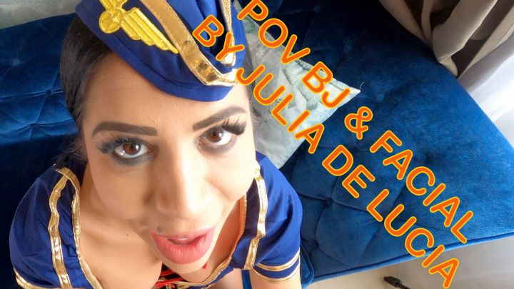 Flight Attendant Julia De Lucia POV Blowjob and Facial